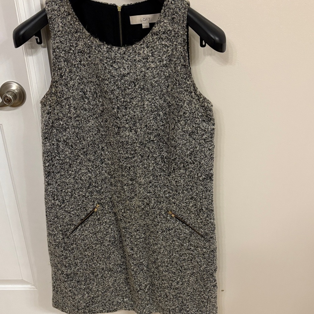 LOFT Black and White Textured Mini Dress